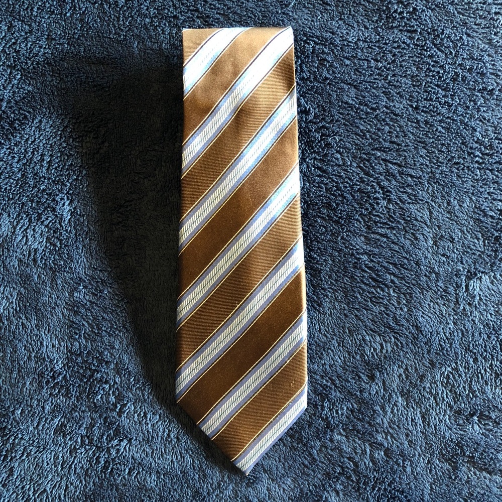 Brown and blue stripped tie